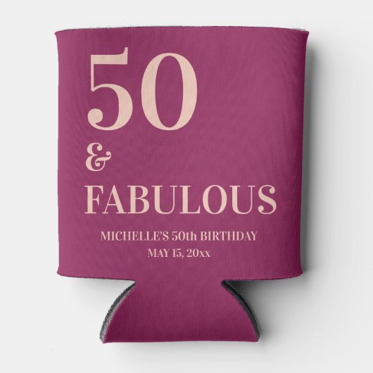 バーガンディーピンク誕生日50と素晴らしい 缶クーラー (正面)
