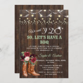 バーガンディーピンク赤面カウボーイブーツI DO BBQ 招待状 (正面/裏面)