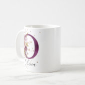 バーガンディーピンク赤面フローラレターOモノグラム コーヒーマグカップ (正面左)