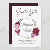 バーガンディーピンク赤面レッドローゼフレーム日付を保存 (正面/裏面)