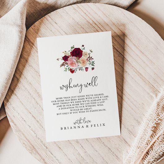 バーガンディーピンク赤面結婚フローラの願い井戸 エンクロージャーカード