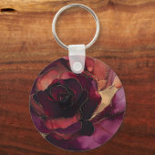 バーガンディーピンク金ゴールドフローラ キーホルダー (裏面)