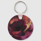 バーガンディーピンク金ゴールドフローラ キーホルダー (裏面)