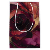 バーガンディーピンク金ゴールドフローラ ミディアムペーパーバッグ (正面)