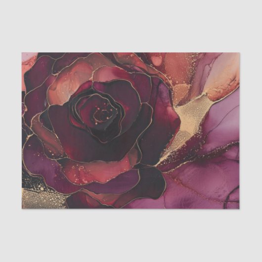 バーガンディーピンク金ゴールドフローラ 薄葉紙 (正面)