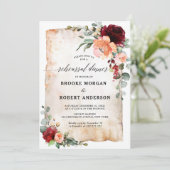 バーガンディーピーチコーラルピンクローゼリハーサルディナー 招待状 (スタンド正面)