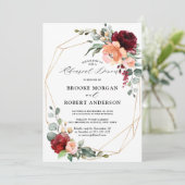 バーガンディーピーチコーラルピンクローゼリハーサルディナーI 招待状 (スタンド正面)