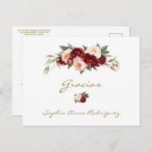 バーガンディーピーチスペインのフローラベビーシャワーグラシアス ポストカード (正面/裏面)