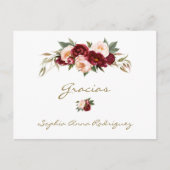 バーガンディーピーチスペインのフローラベビーシャワーグラシアス ポストカード (正面)