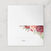 バーガンディーピーチバラの葉の水の色結婚の設定 プレイスカード (外部開封)