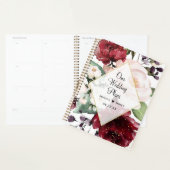 バーガンディーピーチフローラウォーターカラーゴールドフォイル結婚ズ プランナー手帳 (ディスプレー)