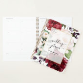 バーガンディーピーチフローラウォーターカラーゴールドフォイル結婚ズ プランナー手帳 (ディスプレー)