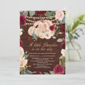 バーガンディーピーチフローラパンプキンウッドベビーシャワー 招待状 (スタンド正面)