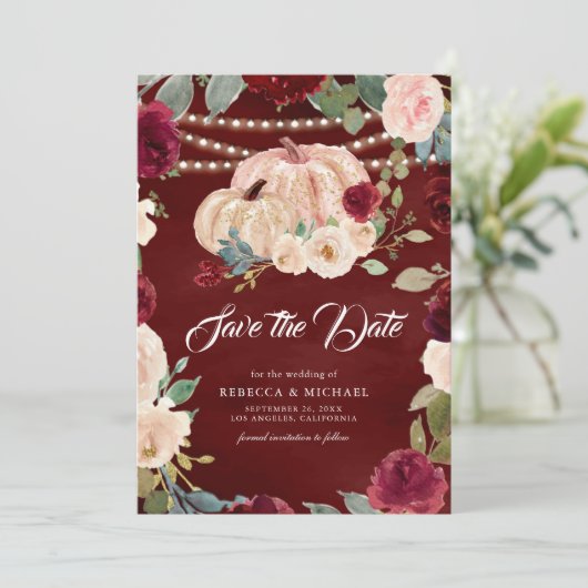 バーガンディーピーチフローラパンプキ結婚ンズ セーブザデート (スタンド正面)