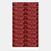 バーガンディーフォイルパーソナライズされたテクスチャ名の衣類 ラベル (シート)