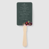 バーガンディーフォレストグリーン赤面フローラ水彩Prog ハンドファン (正面)