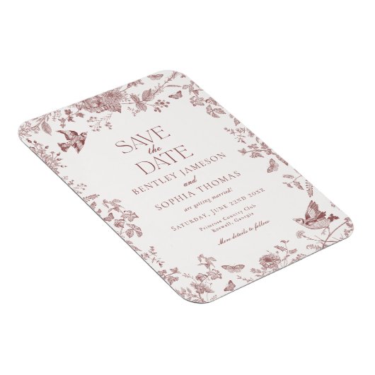 バーガンディーフォールトワルドジューイーフラワルセーブザデート マグネット (右側)