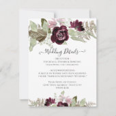 バーガンディーフォールフラワールエレガントブッシュウェディングディテール 招待状 (正面)