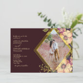 バーガンディーフラワーウェディング招待状(クラシックスタイル) 招待状 (スタンド正面)