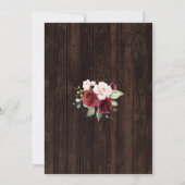 バーガンディーフラワーストリングライトの納屋 私も BBQ 招待状 (裏面)