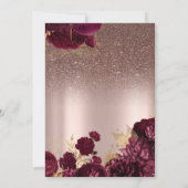 バーガンディーフラワーズグリッターバラ金ゴールド85誕生日 招待状 (裏面)