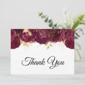 バーガンディーフラワーズゴールドフォイルグラム60誕生日 サンキューカード (スタンド正面)