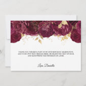 バーガンディーフラワーズゴールドフォイルグラム60誕生日 サンキューカード (裏面)