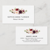 バーガンディーフラワーズプロフェッショナルメイクアップヘアスタイル 名刺 (正面/裏面)