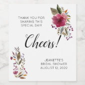 バーガンディーフラワーズ応援サンキューブライダルシャワー ワインラベル (シングルラベル)