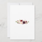 バーガンディーフラワーズ金ゴールドグリッター結婚フレーム 招待状 (裏面)