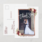 バーガンディーフラワーチックフォトウェディングサンクス 案内ポストカード (正面/裏面)