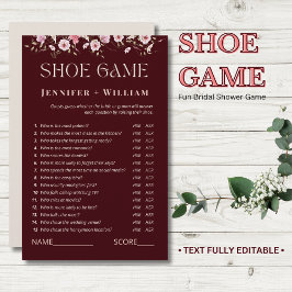 バーガンディーフラワーブライダルシャワーシューゲーム