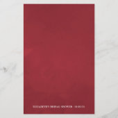 バーガンディーフラワーブライダルシャワーワイン テスティングビンゴ (裏面)