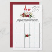 バーガンディーフラワーブライダルシャワーワイン テスティングビンゴ (正面/裏面)