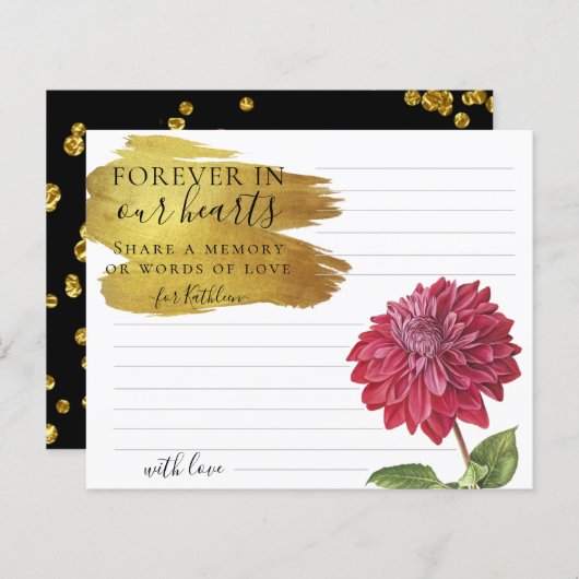 バーガンディーフラワー共有思い出の葬儀カード (正面/裏面)