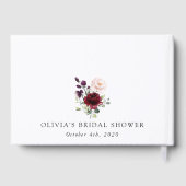 バーガンディーフラワー、ピンクフラワー、ボヘミアンブライダルシャワー ゲストブック (裏面)