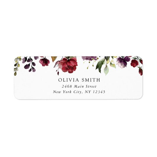 バーガンディーフラワー、ピンクフラワー、ボヘミアンブライダルシャワー ラベル (正面)