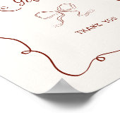 バーガンディーフレームリボンブライダルシャワーカードギフト ポスター (角)