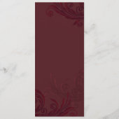 バーガンディーフローリッシュスキニー結婚のテーブルメニュー メニュー (裏面)