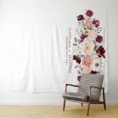 バーガンディーブラッシュのウェディングバックドロップ タペストリー (インサイチュ(横))