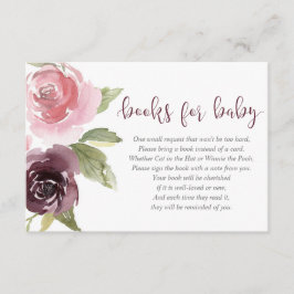 バーガンディーブラッシュの女の子のベビーシャワーの本のリクエスト エンクロージャーカード