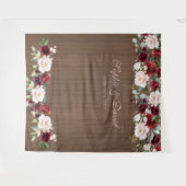 バーガンディーブラッシュウッド結婚式写真ブース背景 タペストリー (正面(横))