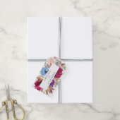 バーガンディーブラッシュダスティーブルーエレガントフラル ギフトタグ (より糸付き)