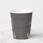 バーガンディーブラッシュピンクの花が恋に落ちるラスティック 紙コップ (左)