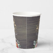 バーガンディーブラッシュピンクの花が恋に落ちるラスティック 紙コップ (右)