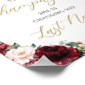 バーガンディーブラッシュピンクの花のポップザシャンパインサイン ポスター (角)