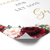 バーガンディーブラッシュピンクの花の多肉植物ラブグロウ ポスター (角)