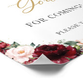 バーガンディーブラッシュピンクの花の「来てくれてありがとう」 ポスター (角)