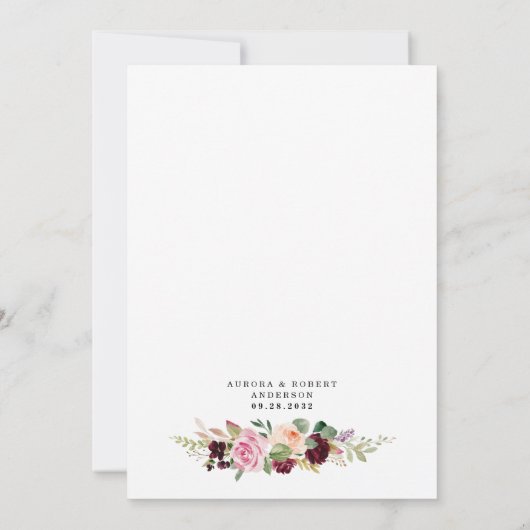 バーガンディーブラッシュピンクパーチゴールドアニバーサリーパーティー 招待状 (裏面)