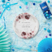 バーガンディーブラッシュピンクローズの花のプリンセスシャワー ペーパープレート (パーティー)